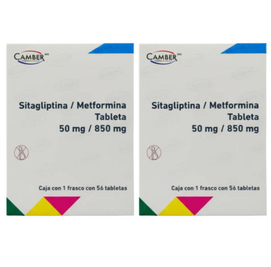 2-pack Sitagliptina Metformina 50mg / 850mg Frasco, Total 112 tabletas