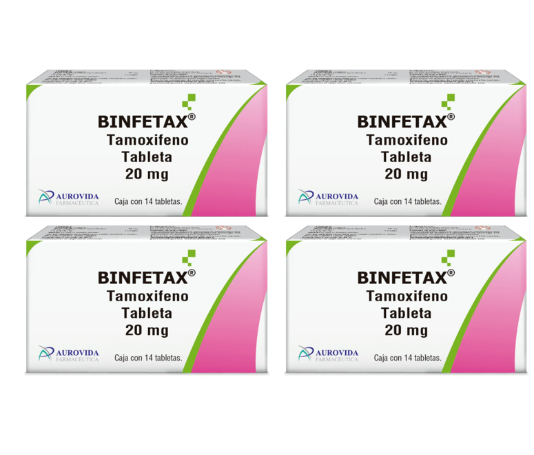 4-pack Binfetax Tamoxifeno 20mg, Total 56 Tabletas Aurovida