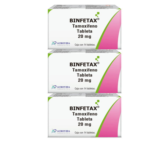 3-pack Binfetax Tamoxifeno 20mg, Total 28 Tabletas Aurovida
