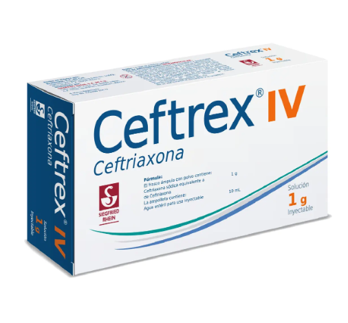 Ceftrex Iv Solución Inyectable 1 G, 1 Frasco Ámpula + 1 Ampolleta Solvente 10 Ml + Jeringa 10 Ml