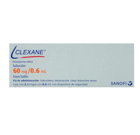Clexane Solución Inyectable 60 Mg/0,6 Ml, 2 Jeringas Precargadas 0,6 Ml Con Dispositivo De Seguridad