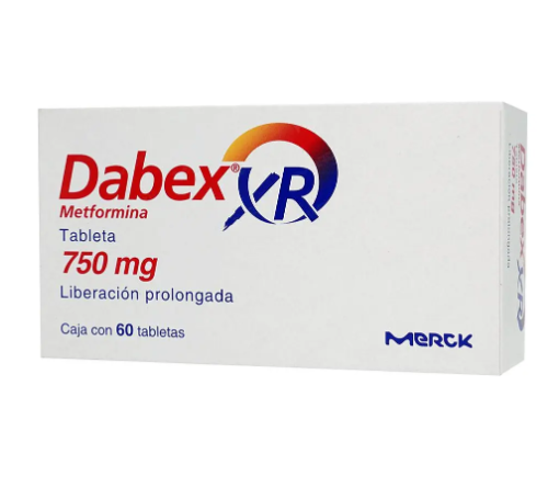 Dabex Xr Tabletas De Liberación Prolongada 750 Mg, 60 Tabletas