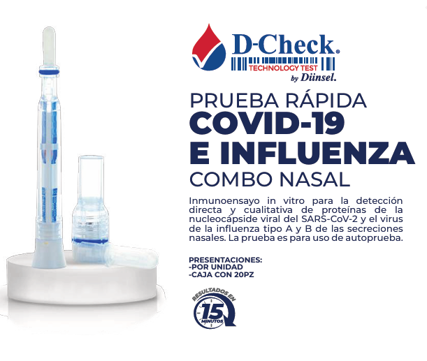 3-pack Prueba Rápida D-Check Covid-19 & Influenza