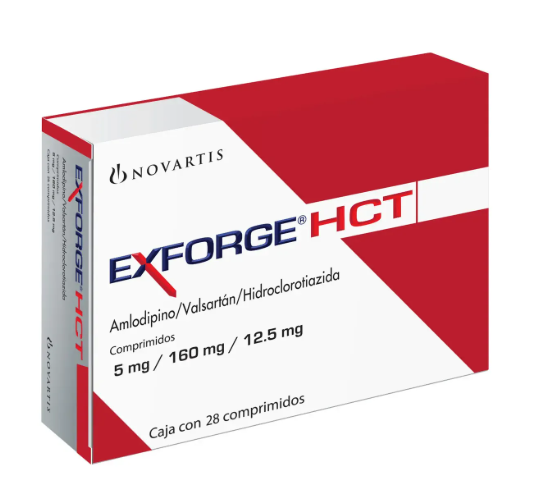 Exforge Hct Comprimido 5 Mg/160 Mg/12,5 Mg, 28 Comprimidos