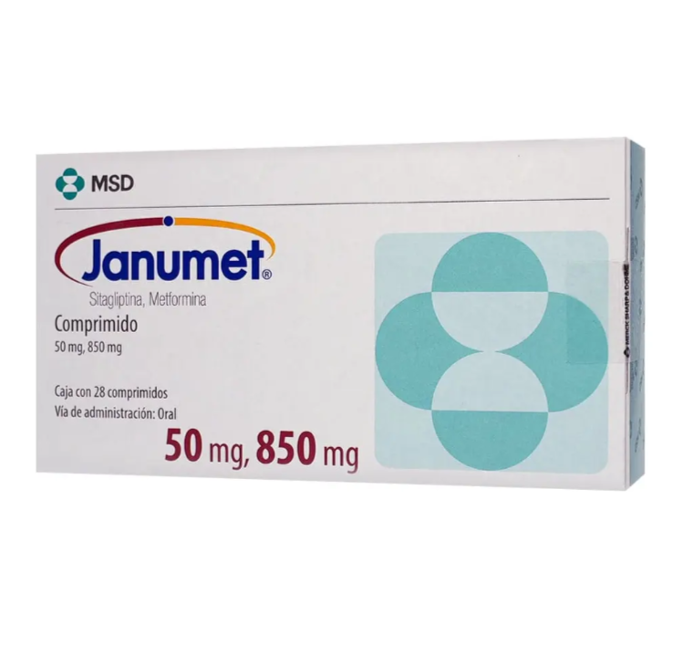 Janumet Comprimidos 50 Mg/850 Mg, caja con 28