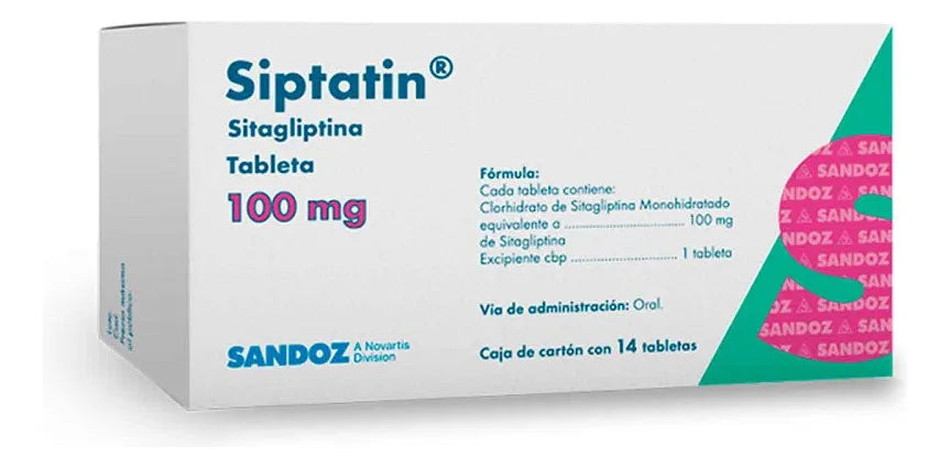 Siptatin Sitagliptina 100 mg – Caja con 14 cápsulas