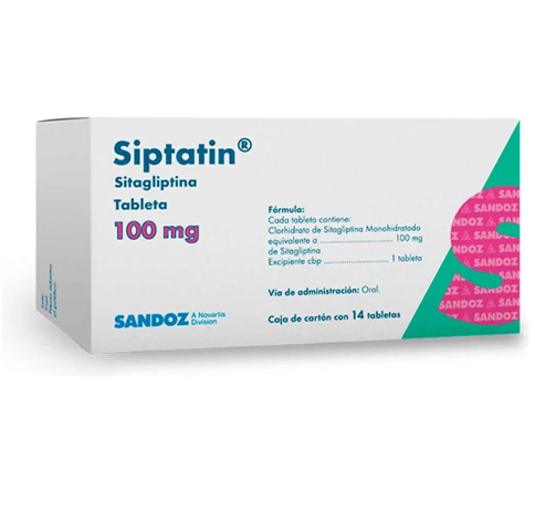 Siptatin Sitagliptina 100 mg – Caja con 14 cápsulas