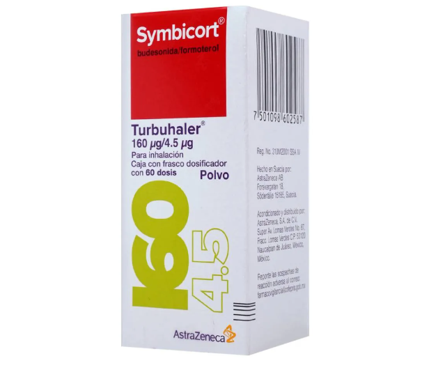 Symbicort Turbuhaler Polvo Para Inhalación 160 Mcg/4,5 Mcg, 1 Frasco Dosificador 60 Dosis