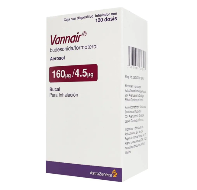 Vannair Suspensión En Aerosol 160 Mcg/4,5 Mcg, 1 Frasco 120 Dosis