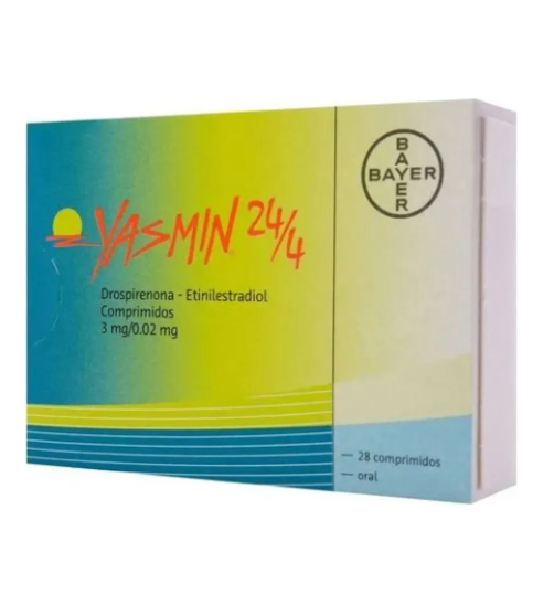Yazmin 24/4. Drospirenona Etinilestradiol 3mg/0.02mg Caja Con 28 Comprimidos