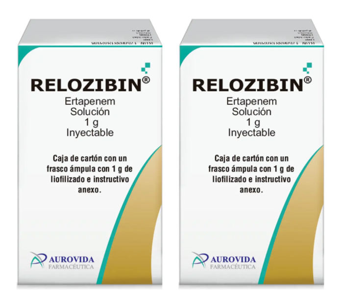 Relozibin Ertapenem 1 G Solución Inyectable Aurovida -2 Pack