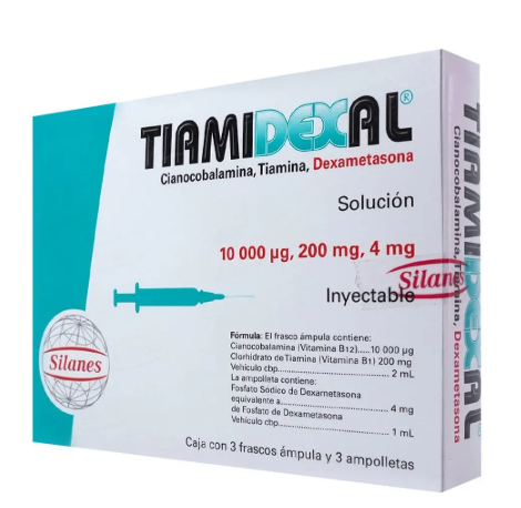 Tiamidexal Solución Inyectable, 3 Frascos Ámpula 2ml + 3 Ampolletas 1ml
