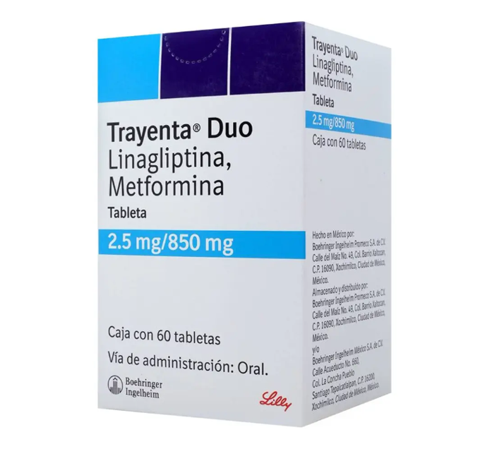 Trayenta Duo Tabletas 2,5 Mg/850 Mg, 60 Tabletas